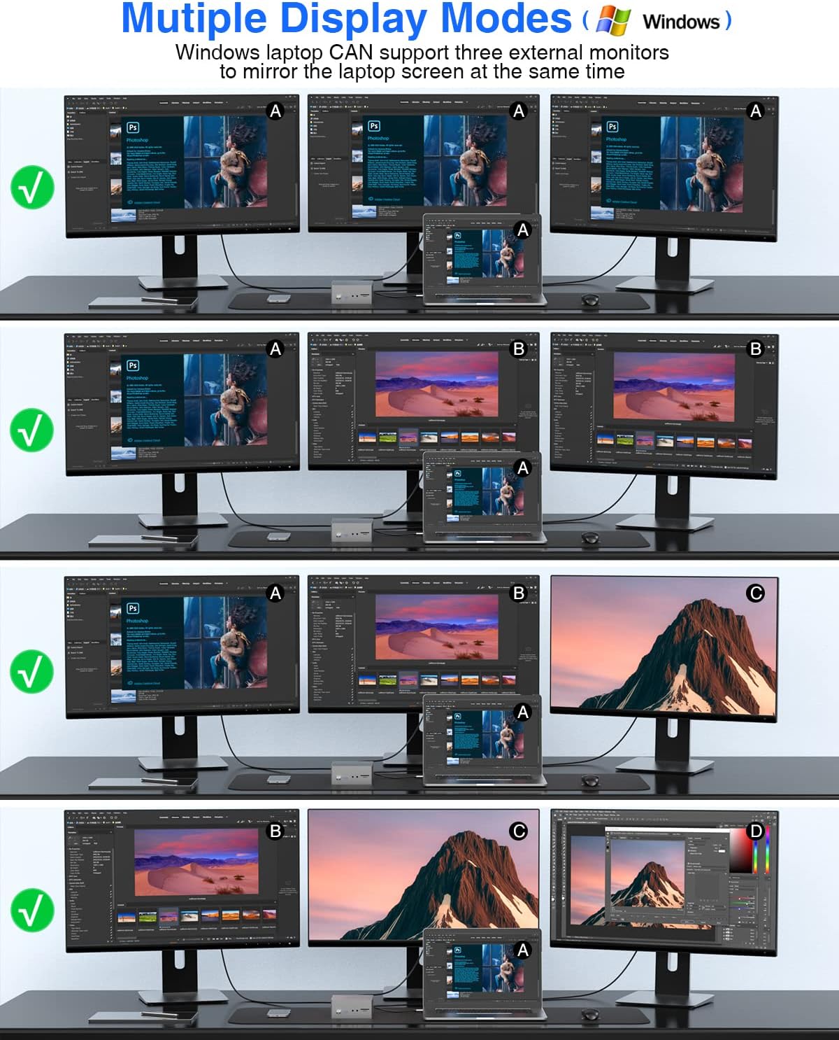 TOTU Upgraded Universal USB-C 4K Triple Display Docking Station with Charging Support for MacBook Pro & Windows Type C Systems (2 4K DP, HDMI, 6 USB Ports, 60W USB PD),Extended Display for macOS