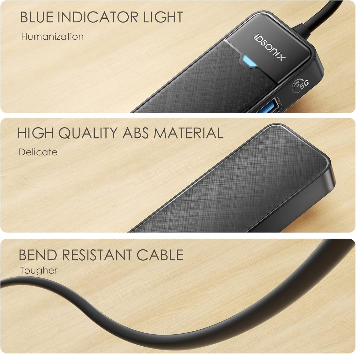 iDsonix USB 3.0 Hub 4-Port USB Splitter Ultra-Slim Multiport Extender for Desktop, Laptop, Xbox, Flash Drive, HDD, Console, Printer, PC, Keyboards, Mouse[Charging Not Supported](6ft Cable)