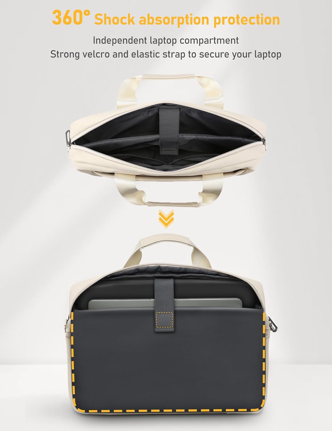 15-16 Inch Laptop Shoulder Bag Business Briefcase Water Resistant Computer Messenger Bags Compatible with MacBook Pro 16, MacBook Air 15 M4, HP, Dell, ASUS Notebook, Pearl White