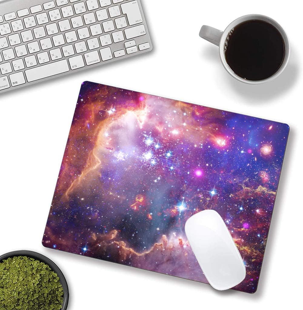 Bright Star Galaxy Mouse Pad - Space Gaming Mat, Non-Slip Waterproof Square, 9.5x7.9x0.12 Inch