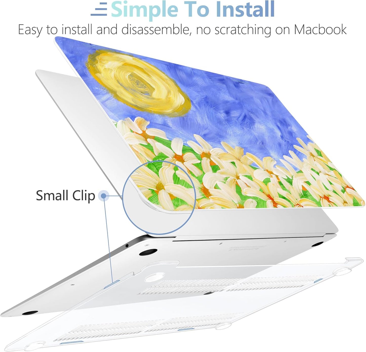 MEEgoodo for MacBook Air 13.3 inch Case 2021 2020 2019 2018 A2337 M1 A2179 A1932, Laptop Shell for MacBook Air M1 with Keyboard Webcam Cover & Trackpad Film & Type C Adapter,Summer Flowers