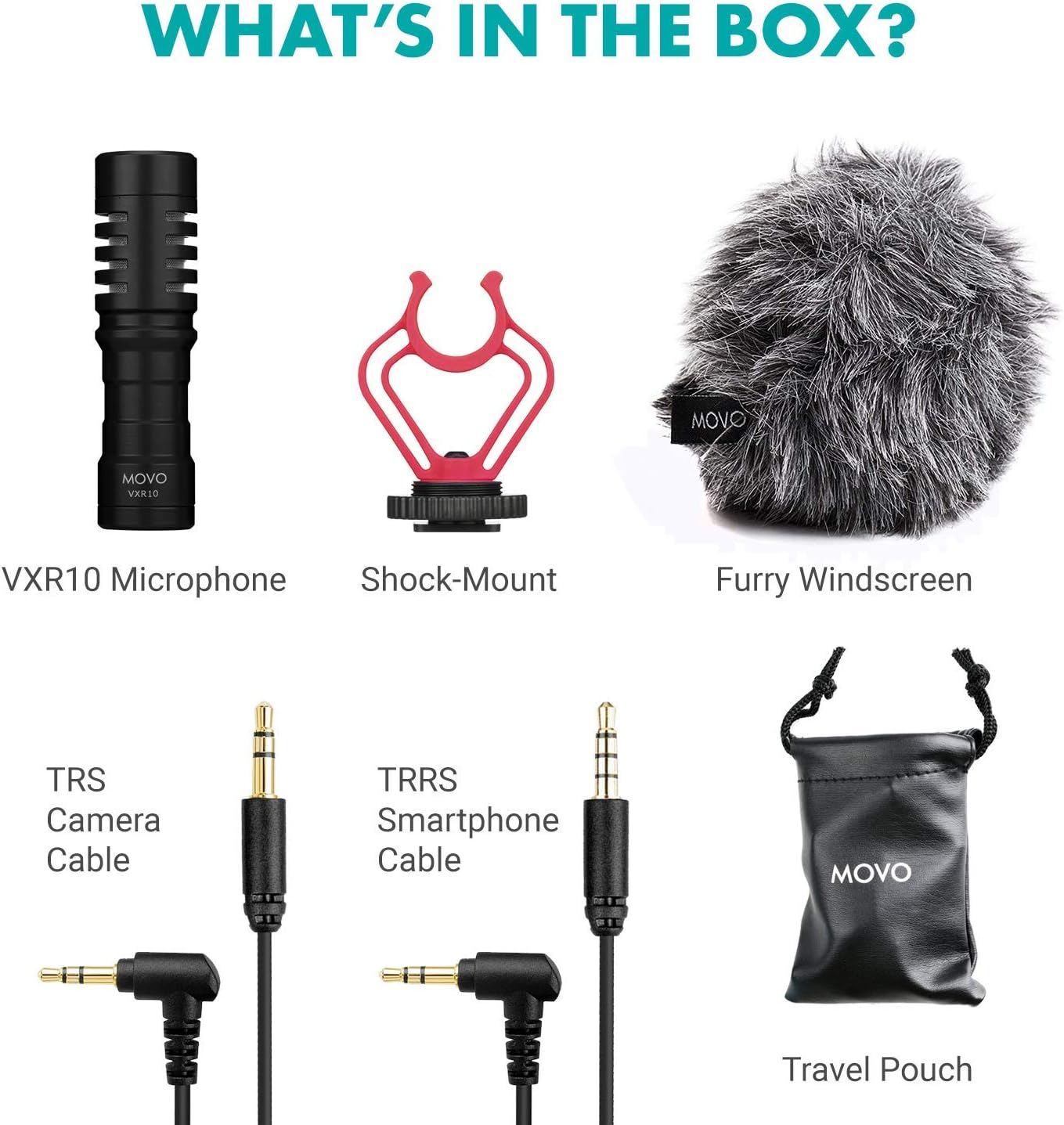 Movo VXR10 Universal Shotgun Mic for Camera - Camera Microphone for DSLR, iPhone and Android Smartphones - Compatible with Canon EOS, Nikon, and Sony Cameras - with Shock Mount, Deadcat Windscreen