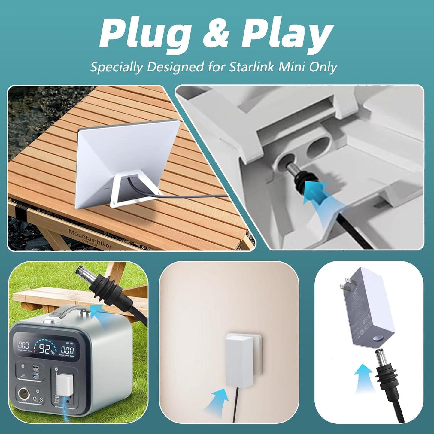 DC5521 Power Extension Cable for Starlink Mini,10FT 25FT 50FT 16AWG DC 5.5mm*2.1mm Cord for Starklink Mini Work with 20V/65W+ PD Source (10FT Female to Male)