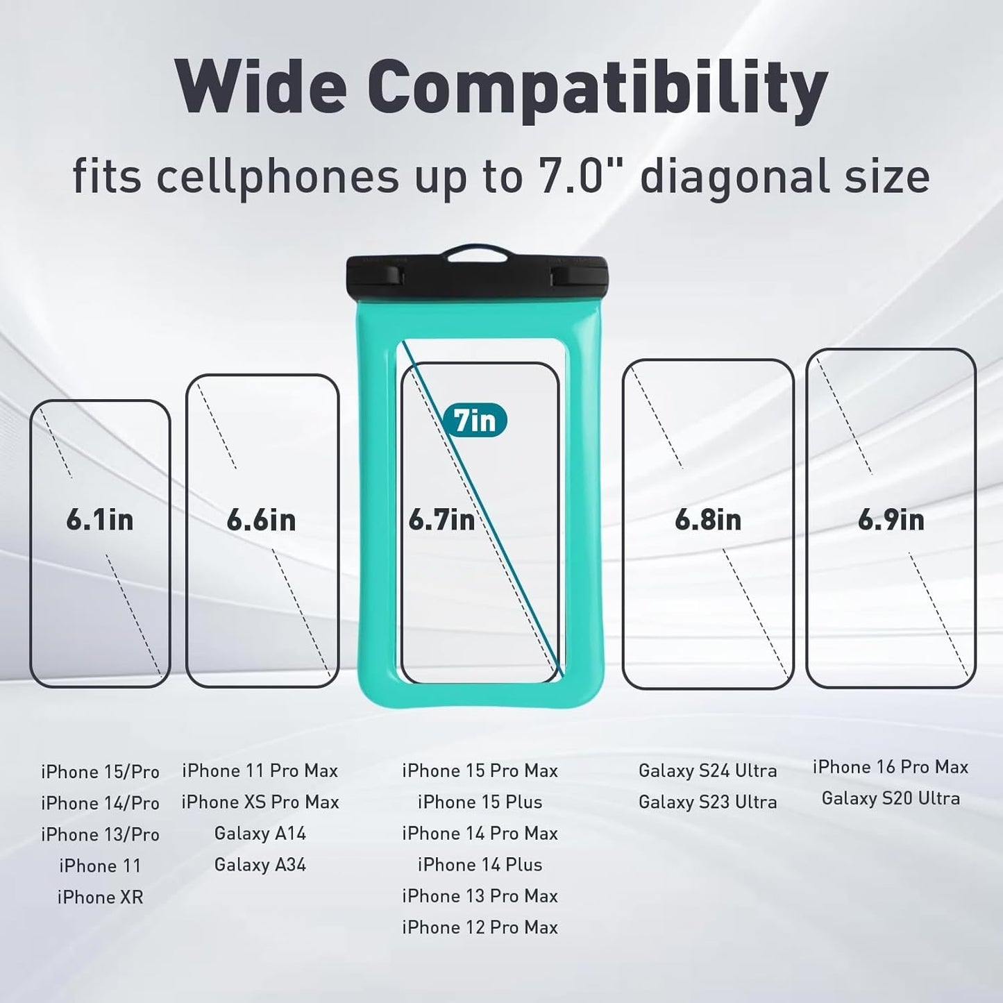 Floatable Soap Bubble Waterproof Phone Pouch/Case with Crossbody Lanyard for iPhone 16 Pro Max/15 Pro/14/13/12, IP68 Cellphone Dry Bag Beach Cruise Ship Essentials, 1 Pack-Green-7″