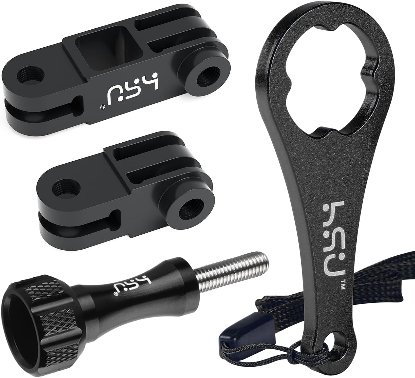 HSU Aluminum Alloy Metal Adjust Arm Straight Joints Mount, Long and Short Vertical Direction Straight Joints Mount for Gopro Hero 13 12 11 10 9 8 7 6 5, AKASO Campark and Other Action Cameras (Black)