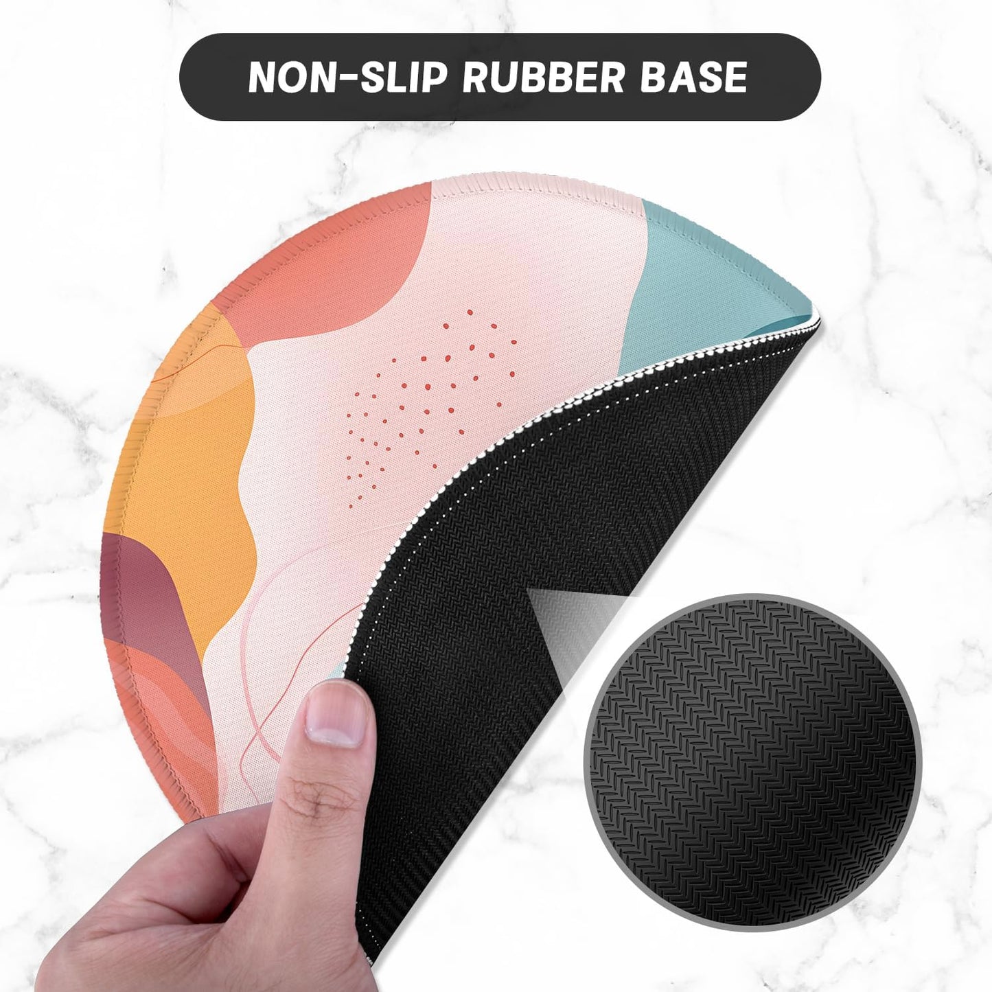 ITNRSIIET Round Mouse Pad with Stitched Edge Premium-Textured Waterproof Non-Slip Rubber Base Desktop Protection Mat Diameter 8.7 inches, Art Style Pattern