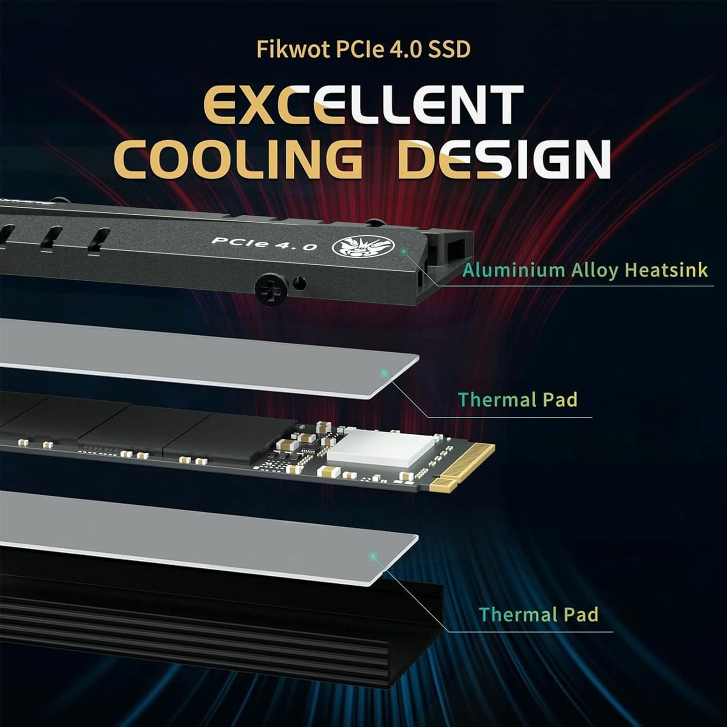 FN970 4TB M.2 2280 PCIe Gen4 x4 NVMe 1.4 Internal Solid State Drive with Heatsink - Speeds up to 7,400MB/s, Configure DRAM Cache, Compatible PS5 Internal SSD