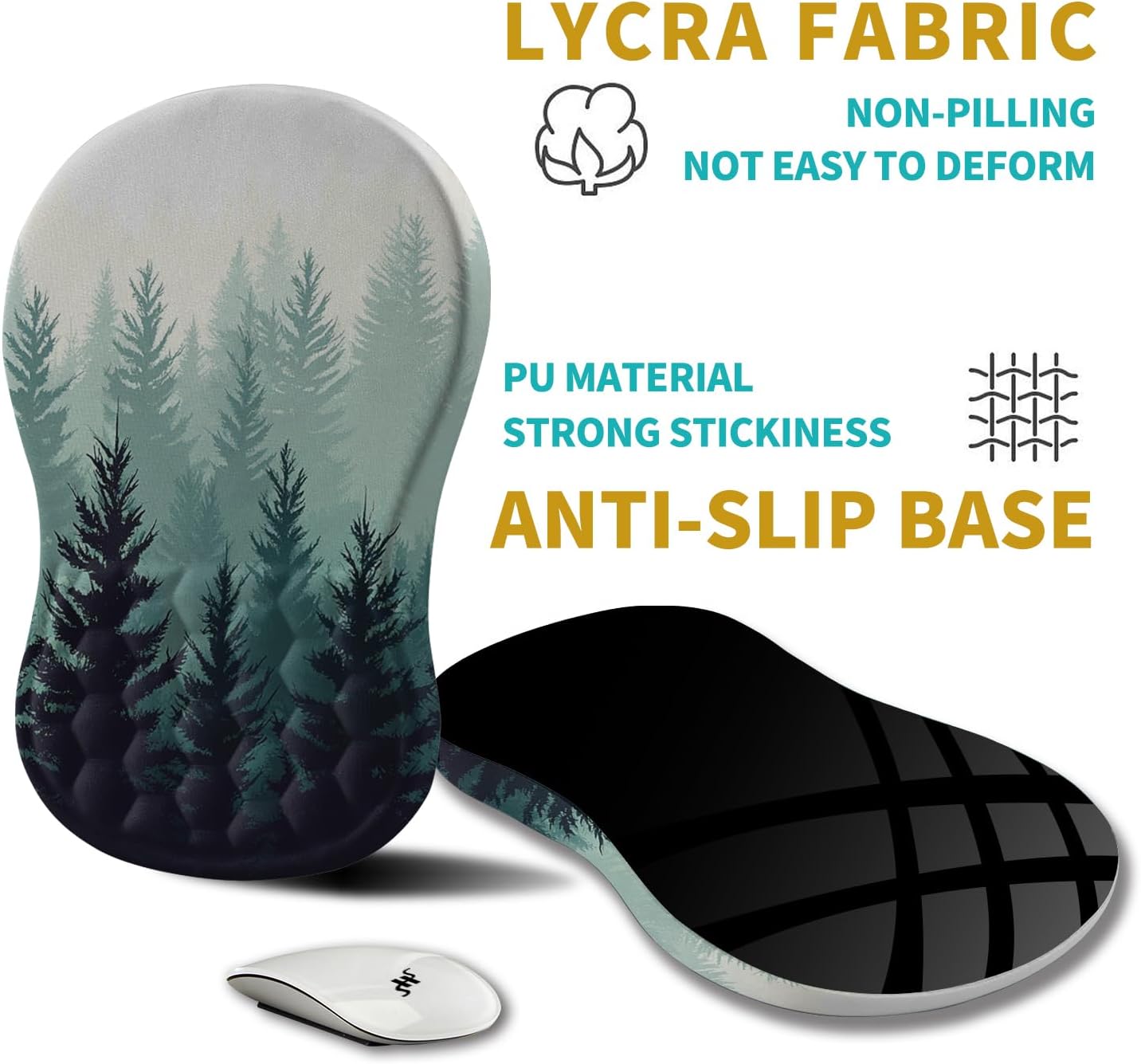 Hokafenle Ergonomic Mouse Pad Wrist Support, Wrist Rest Mousepad for Carpal Tunnel Pain Relief with Integrated Memory Foam Slope Massage Bulge (11.8x7.9 inch,Forest