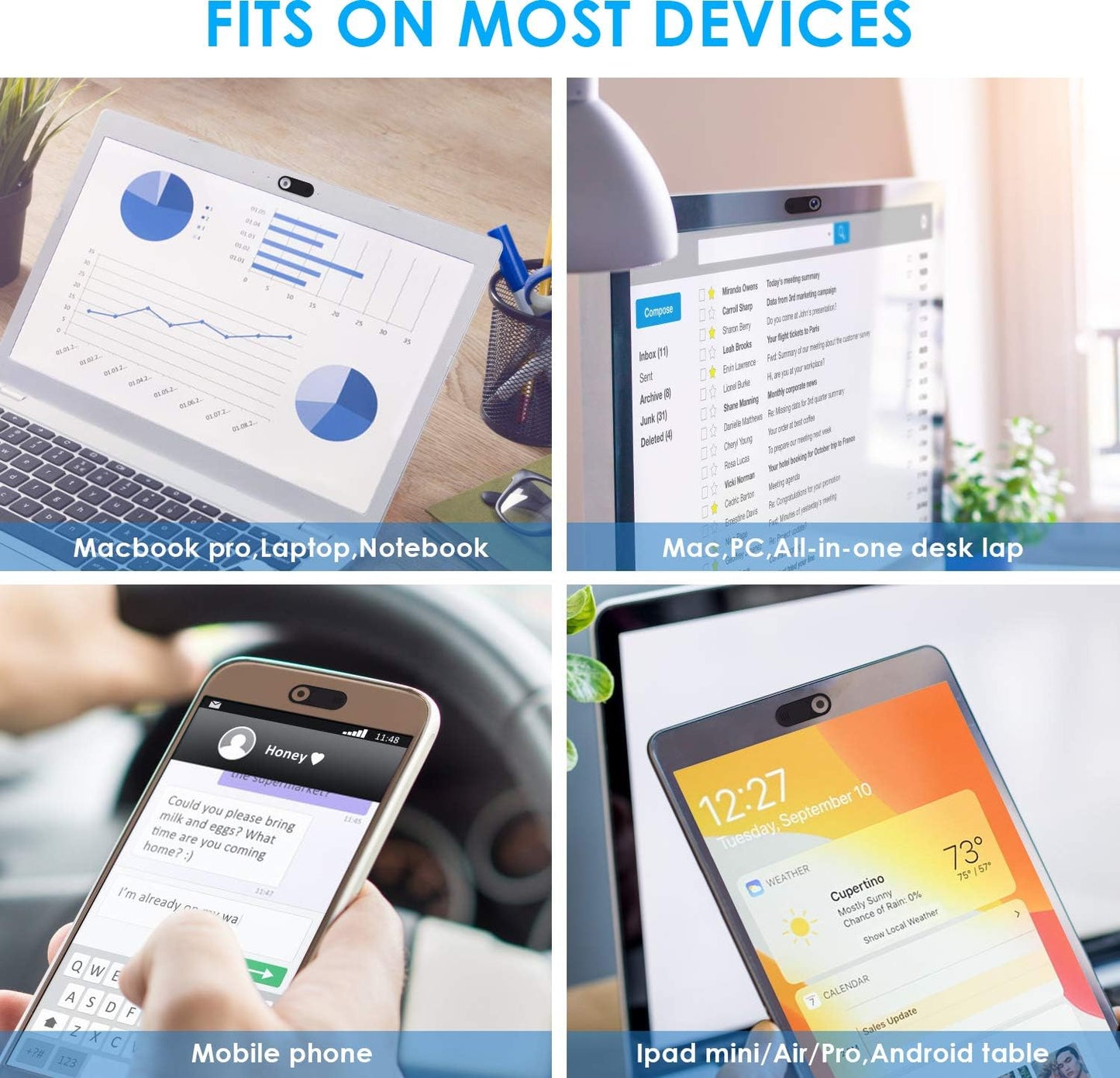 HKDGYHON Webcam Cover Slide, 0.028 Inch Ultra Thin Laptop Camera Cover Blocker, Web Cam Privacy Cover for MacBook iPhone iPad iMac, Protect Your Visual Privacy Security (Multi-Color-6 Pack)