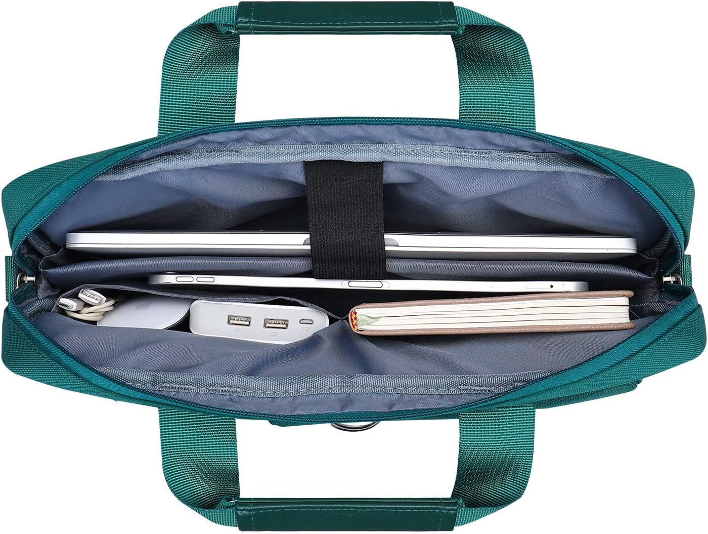 MOSISO Laptop Shoulder Bag, Computer Bag with 2 Raised&1 Flapover&1 Horizontal Pocket&Handle&Belt