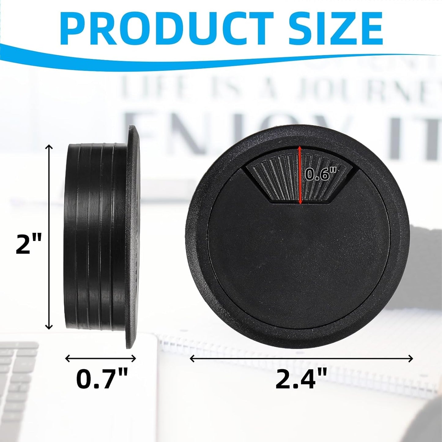 40 Pack 2 Inch Desk Grommet, Plastic Cable Hole Cover Bulk for PC Desk, Flexible Wire Organizer Cable Cord Management for Home Office, Black