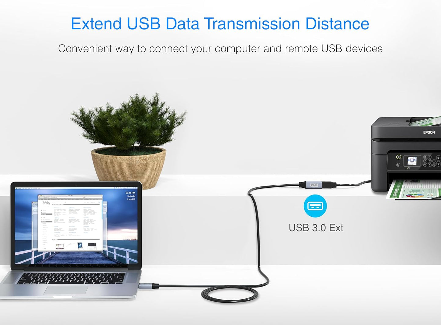 BlueRigger USB 3.0 Extension Cable (10FT, 5 Gbps, Type A Male to Female Adapter Cord) - Long USB Repeater Extender for VR Headset, Printer, Hard Drive, Flash Drive, Keyboard, Mouse, Xbox