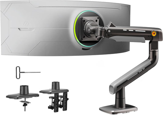Gaming Monitor-Arm for Flat/Ultrawide/Curved Monitors 27'' to 50 inch, Heavy Duty Mount Load up to 18 kg, VESA 75/100 mm Monitor-Mount A5