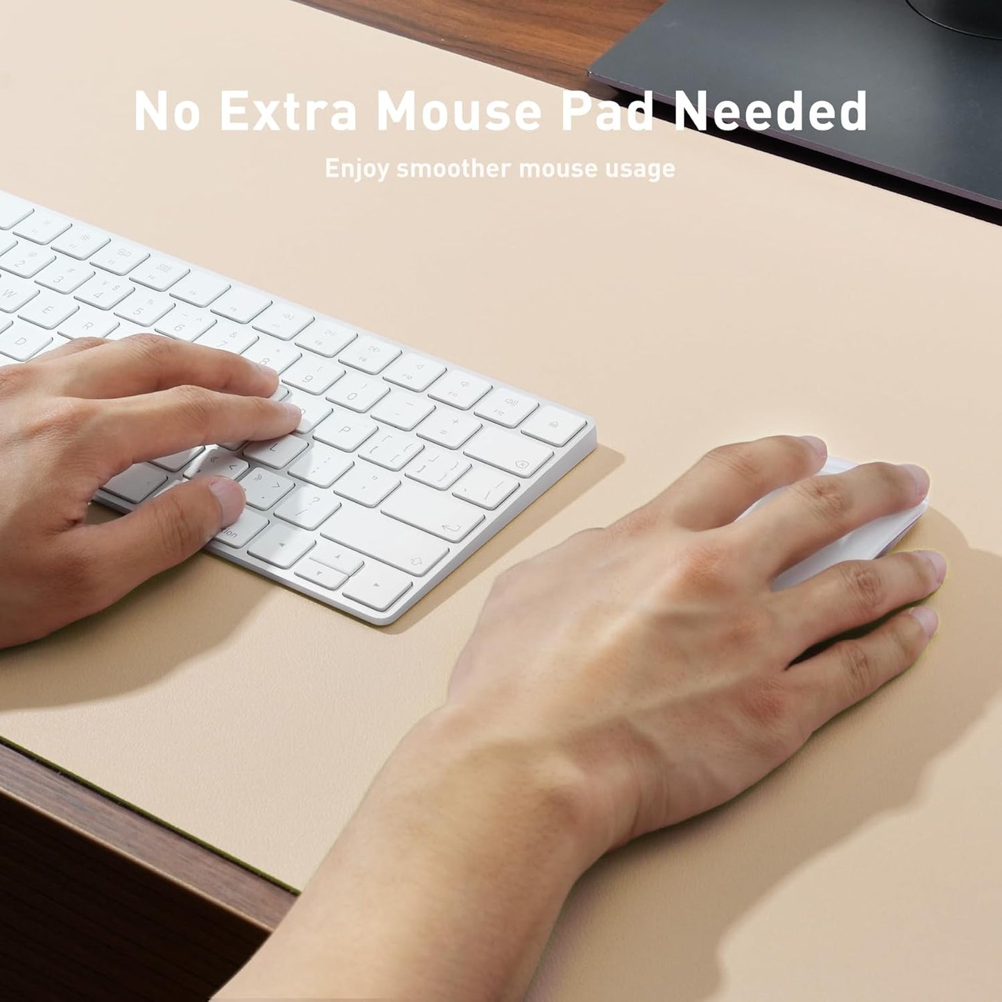 Aothia Large PU Leather Desk Pad Protector – Non-Slip Mouse Pad & Writing Mat for Office/Home, Waterproof, Easy to Clean (31.5" x 15.7", Soft Peach)