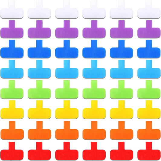 80 Pieces Self-Adhesive Cable Labels Multi-Color Cord Wire Labels, Nylon Writable Oval Tags, Hook and Loop Wire Tags for Cable Management, Computers and More