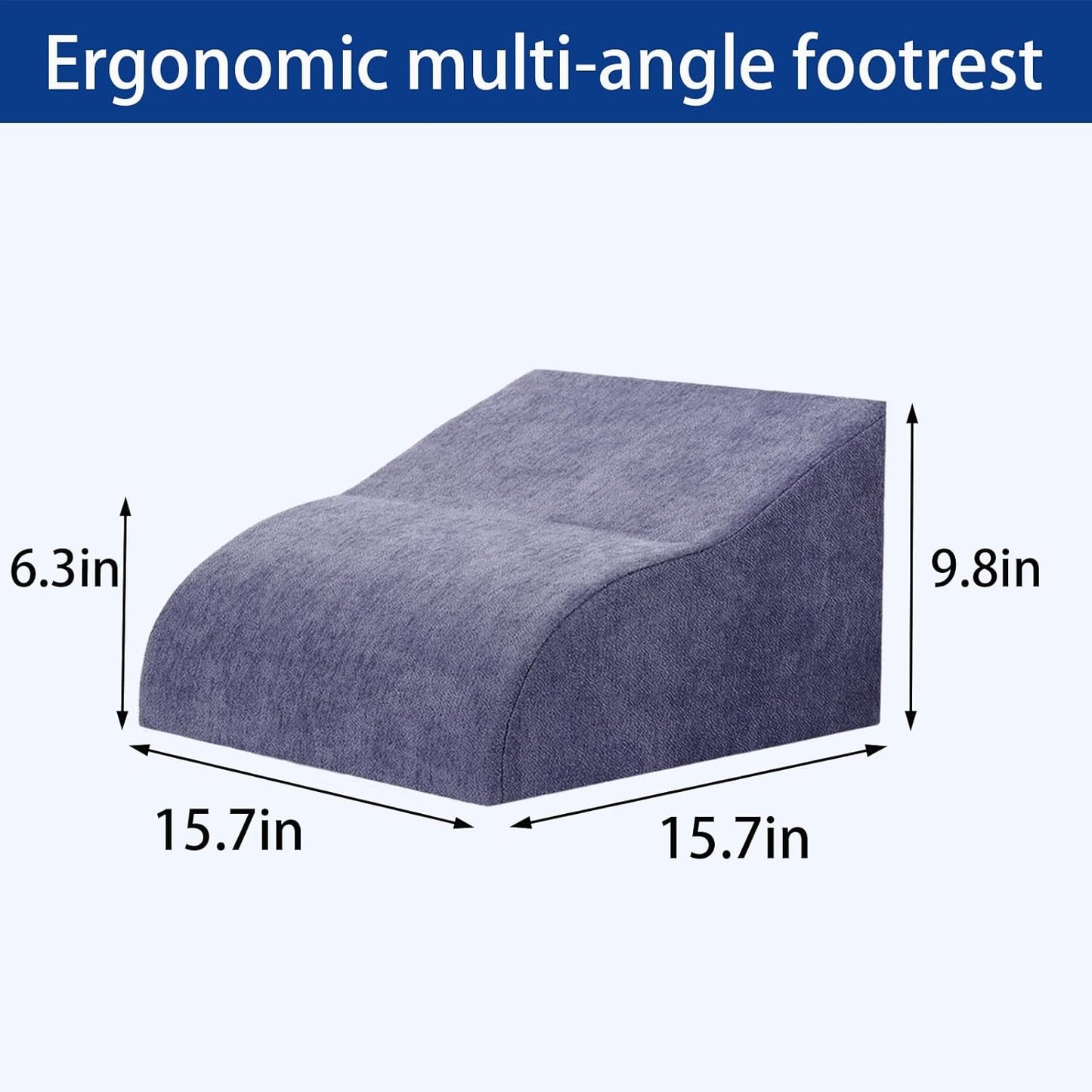 Foot Rest for Under Desk at Work Ergonomic Under Desk Footrest，Support Foot Pillow Double-Sided Footstool， for Office, Home & Gaming Leg Elevation Pillow Blue