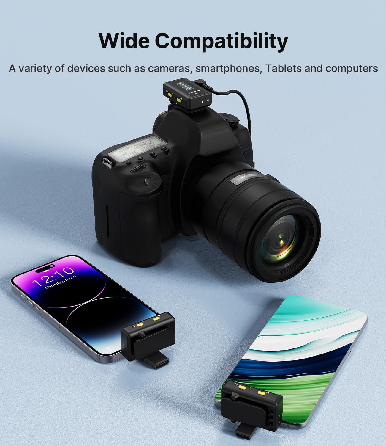 FULAIM X6 Wireless Lavalier Microphones with 4 Transmitter for iPhone, iPad, Android, Camera, Lapel Mic with 48KHz 24Bit, Noise Cancellation for Video Recording, Vlog, YouTube, TikTok