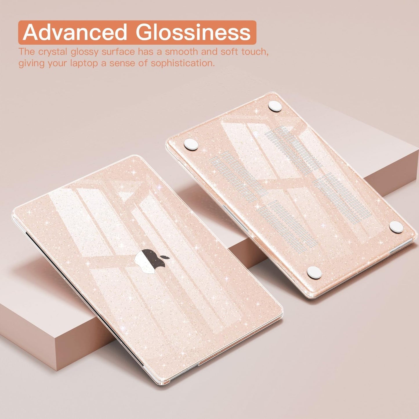 CISSOOK Cherry Pink Glitter Case for MacBook Air 13.6 inch 2025 2024 2022 Released A3240 A3113 A2681, Bling Hard Shell Case with Keyboard Cover & Screen Protector for MacBook Air 13 M2 M3 M4