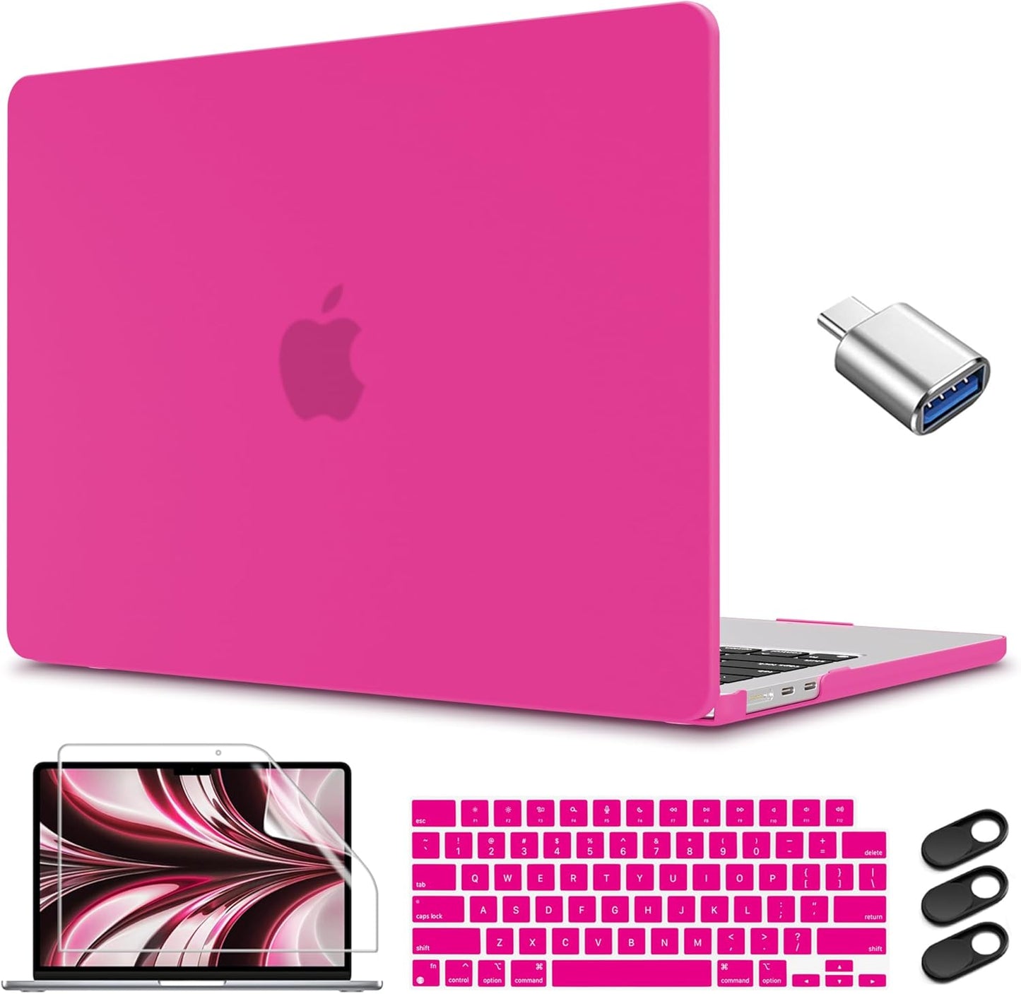 CISSOOK Compatible with MacBook Air 13 inch Case 2025 2024 2023 2022, Hard Shell Case Keyboard Cover for MacBook Air 13.6 inch M2 M3 M4 Chip A3240 A3113 A2681, Matte Rose Red