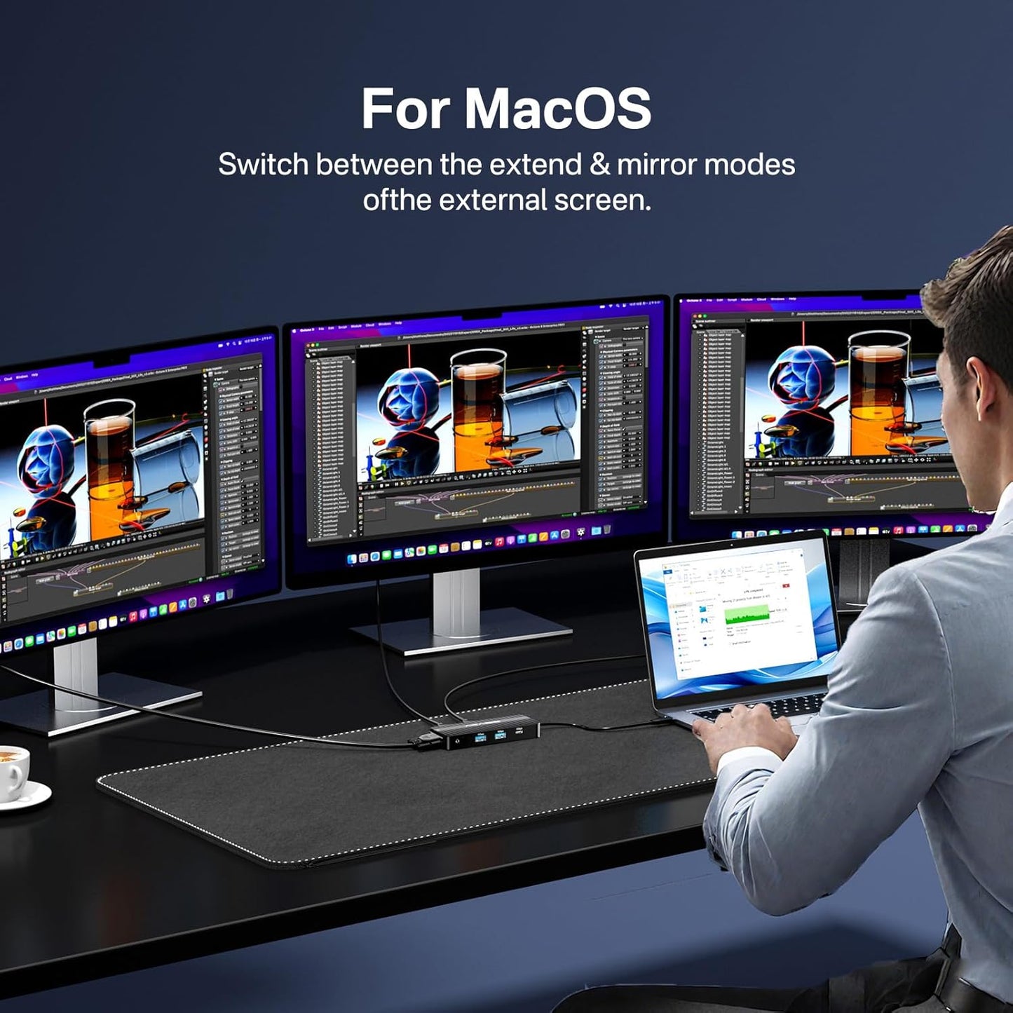 ACASIS USB C Docking Station Dual Monitors,8-in-1 Laptop Docking Station with Dual HDMI +VGA +3 * 5G USB-A/C+3.5MM Audio+PD100W, USB C HUB multiport Adapter for Dell/HP/Lenovo ThinkPad（Black）