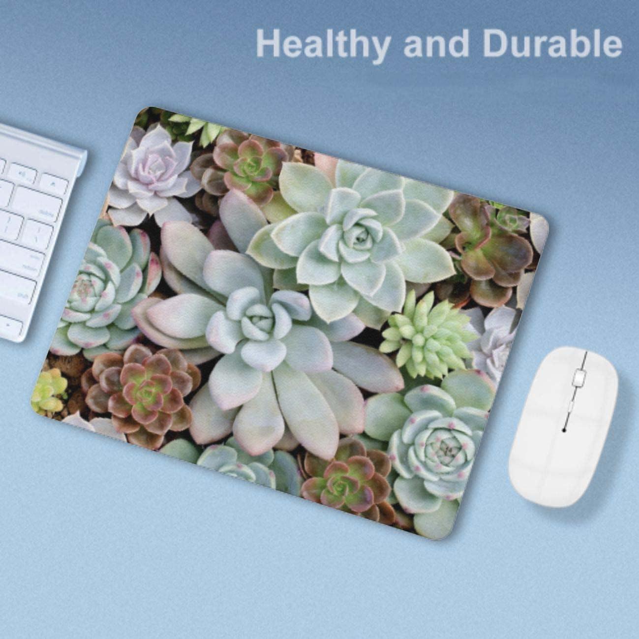 Cute Succulents Mouse Pad, Natural Plants Mousepad for Design, Anti-Slip Rubber Base Wireless Mouse Pads for Laptop
