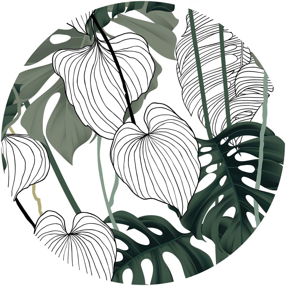 ITNRSIIET Round Mouse Pad with Stitched Edge Premium-Textured Waterproof Non-Slip Rubber Base Desktop Protection Mat Diameter 8.7 inches, Tropical Plant