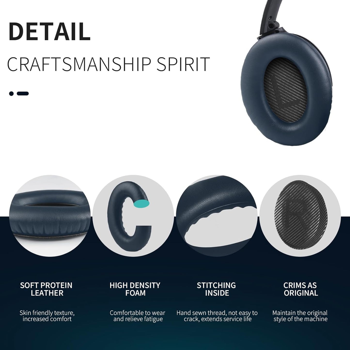 Ear Pads for Bose QC35: Durable Comfortable Noise Cancellation Replacement Cushion Earpads for Bose Quitecomfort 35 QC35 QC35 ii Headphones with Good Audio Quality