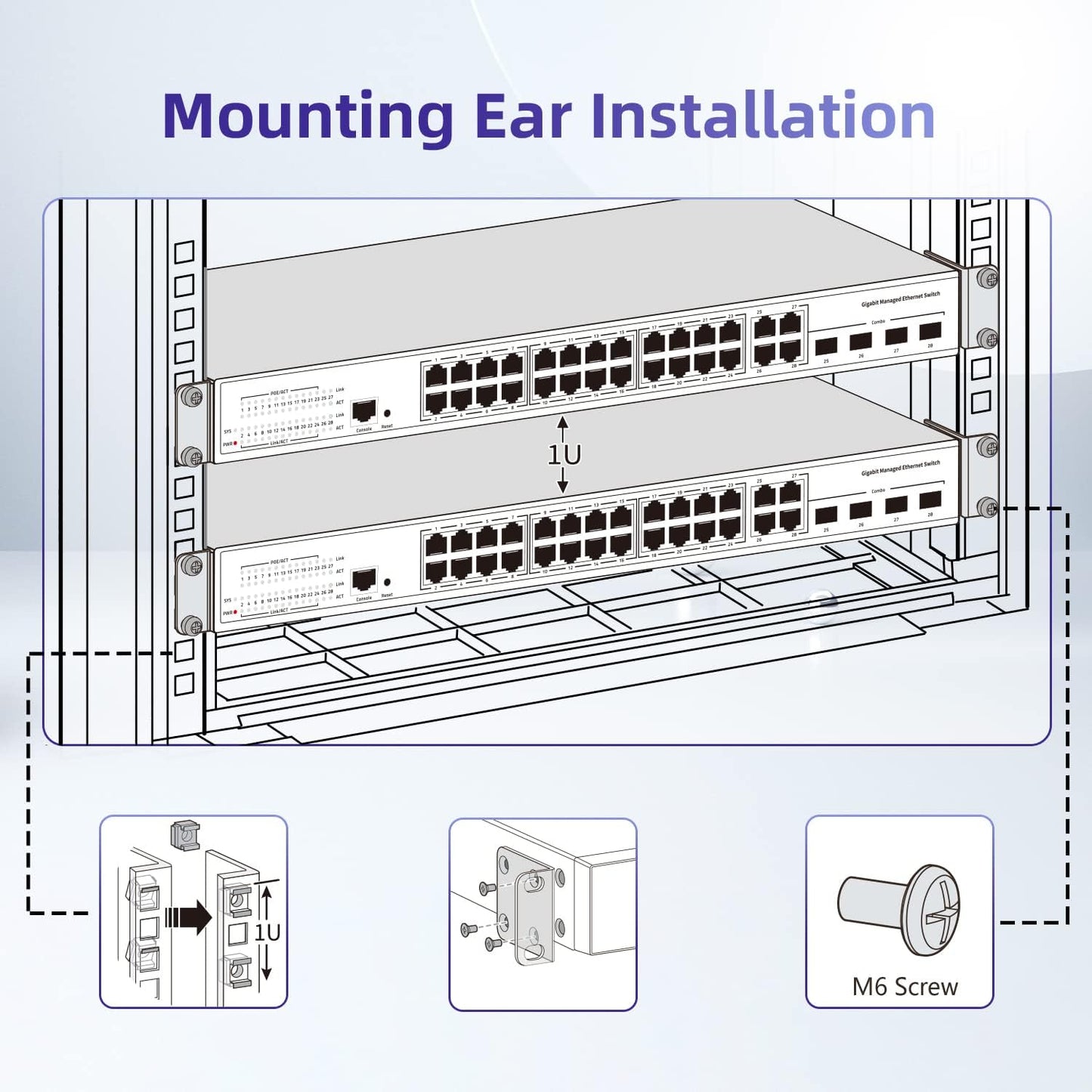 1U Rack Mount Kit for Cisco Switches Rack Ears for Catalyst 3750/3750G/3750V2 Series and 2960 Series