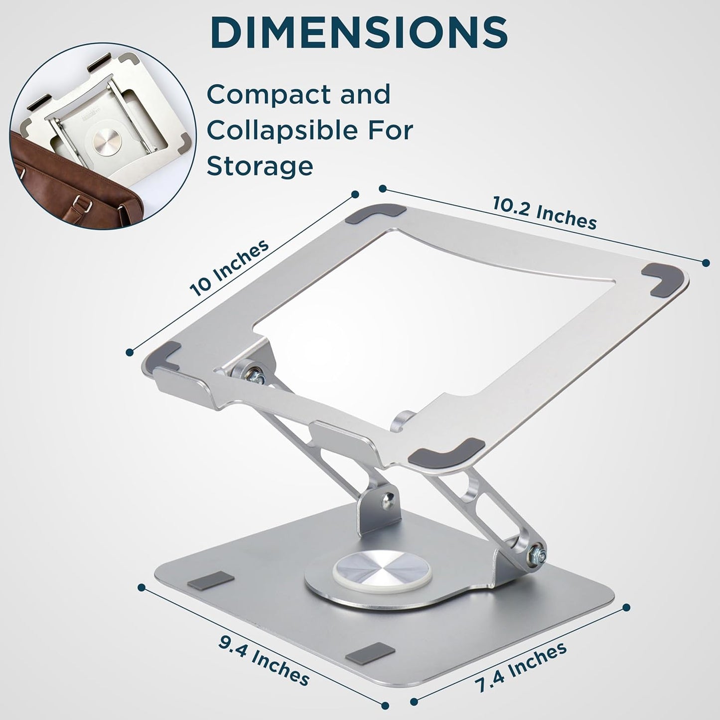 Uncaged Ergonomics Swivel Laptop Stand for Desk, Adjustable Computer iPad Stand for Desk w/ 360 Rotation, Portable Laptop Holder for Home Office Ergonomic Supplies