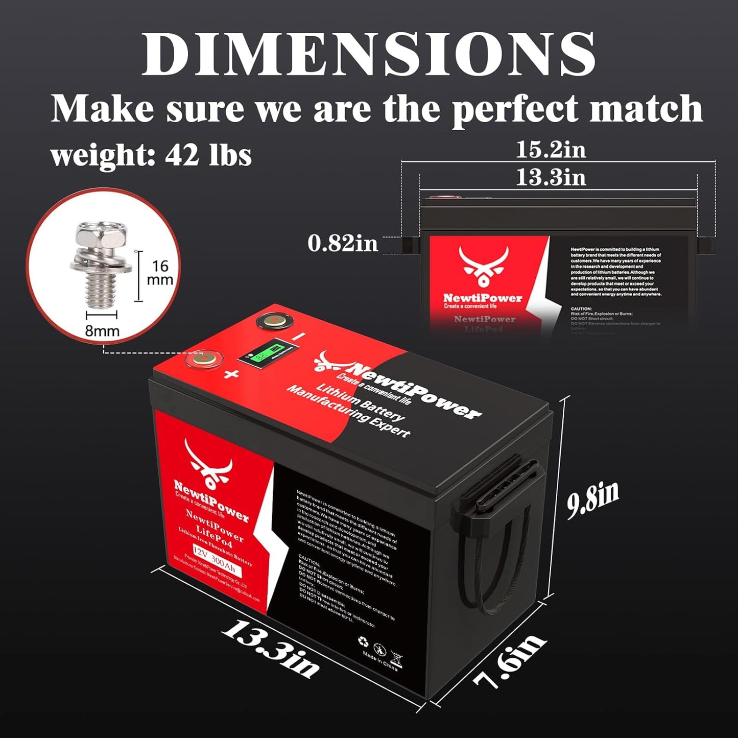 12V 300Ah Golf Cart Lithium LiFePO4 Battery with 200A BMS Grade A Cells Deep Cycle Rechargeable Battery,10000+ Cycles,Perfect for Golf Cart,Off Grid Applications (12.8V 300Ah)