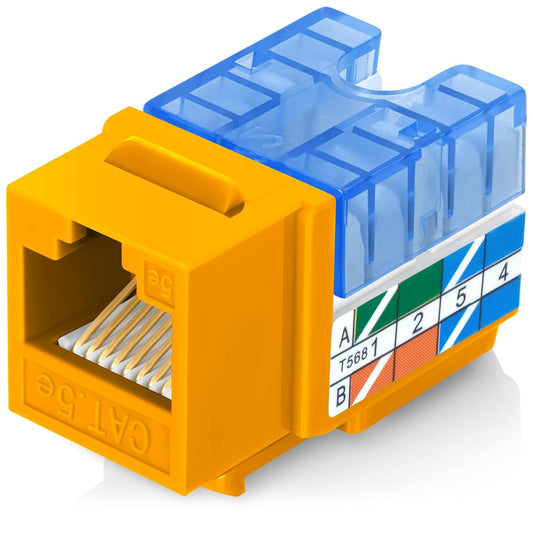 Everest 90° Angled RJ45 Cat5e Keystone Jacks 50-Pack in Yellow - Slim Profile Female RJ45 Connectors - Cat 5e Keystone Jack - Compatible with 90° Angled Speed Termination Tool - easyJACK (B094WB91H3)
