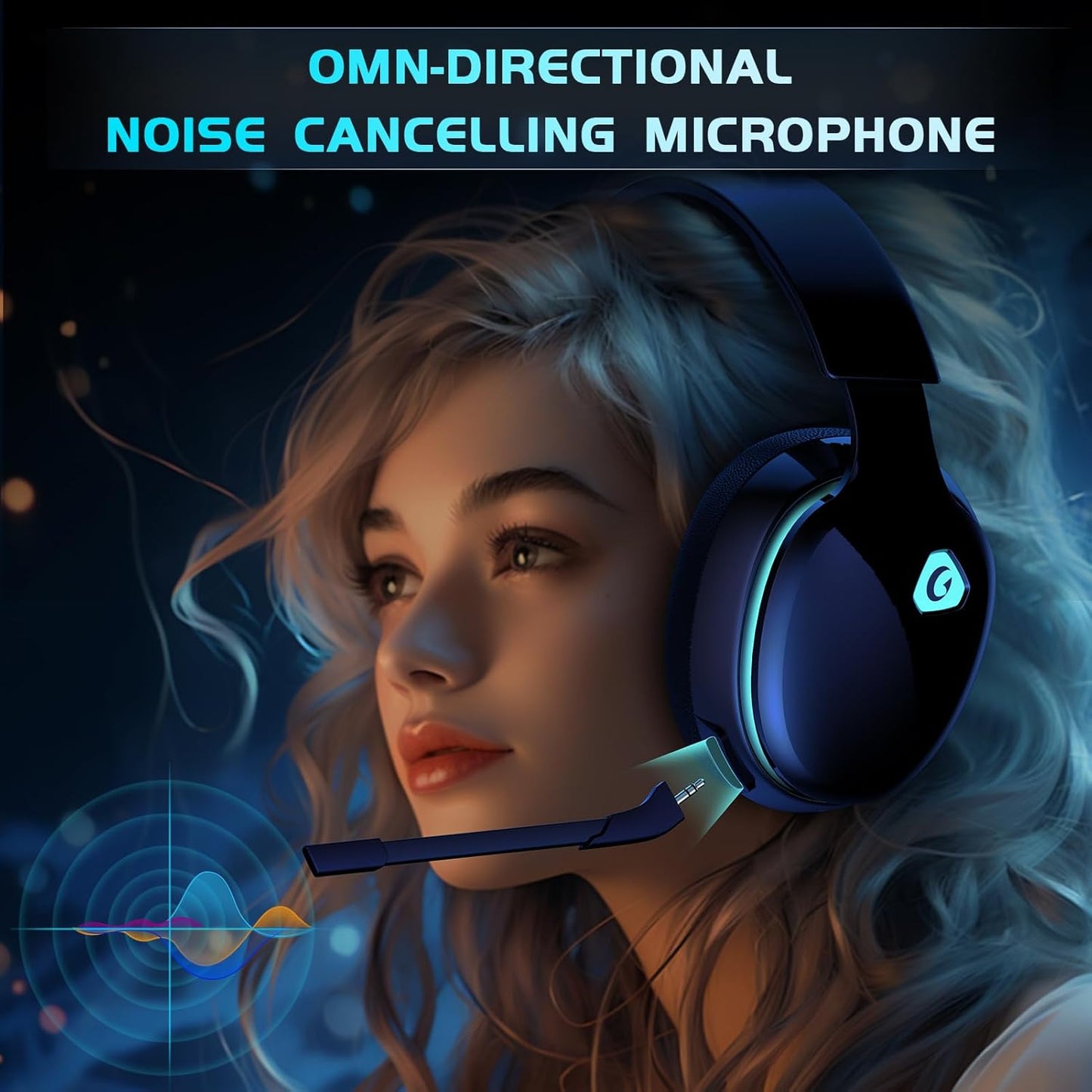 2.4GHz Wireless Gaming Headphones for PS5, PS4 Fortnite & Call of Duty/FPS Gamers, PC, Nintendo Switch, Bluetooth 5.3 Gaming Headset with Noise Canceling Mic, Stereo Sound, 40+Hr Battery -Black