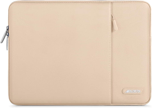 MOSISO Laptop Case 13.3 inch, 13-13.3 inch Laptop Sleeve Compatible with MacBook Air/Pro 13 / Pro 14, HP Dell ASUS Lenovo Notebook, Polyester Vertical Computer Sleeve Bag with Pocket, Apricot
