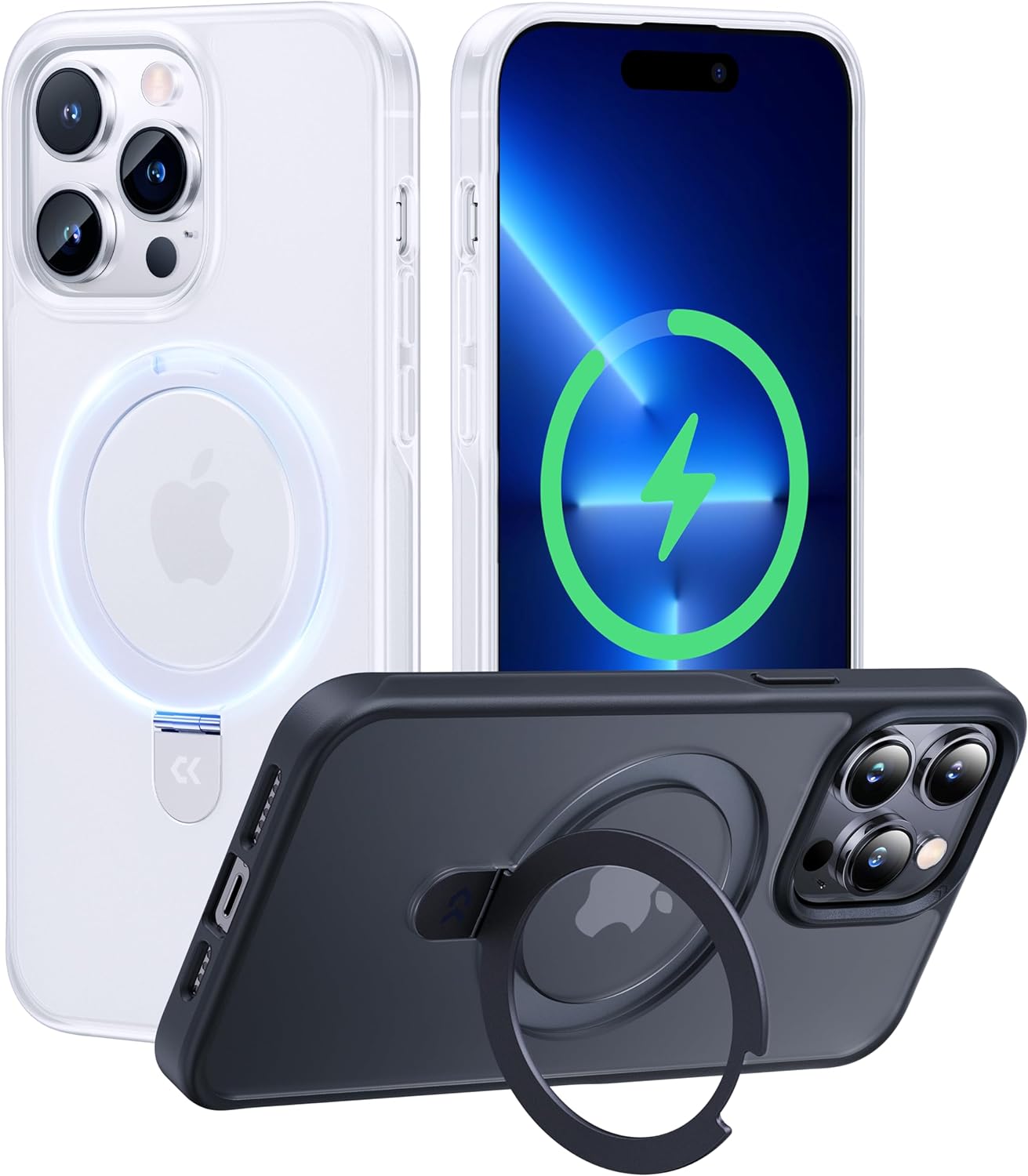 CASEKOO Designed for iPhone 13 Pro Max Case with Magnetic Invisible Stand [Military Drop Protection] [Compatible with MagSafe] Shockproof Translucent Matte Slim Promax Phone 6.7", Translucent White