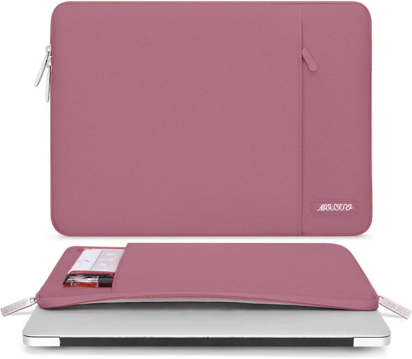 MOSISO Laptop Case 15 inch, 15 inch Laptop Sleeve Compatible with MacBook Air 15 M4 A3241 M3 A3114 M2 A2941 2025 2024 2023,Dell XPS 15,Polyester Vertical Computer Sleeve Bag with Pocket, Dusty Rose
