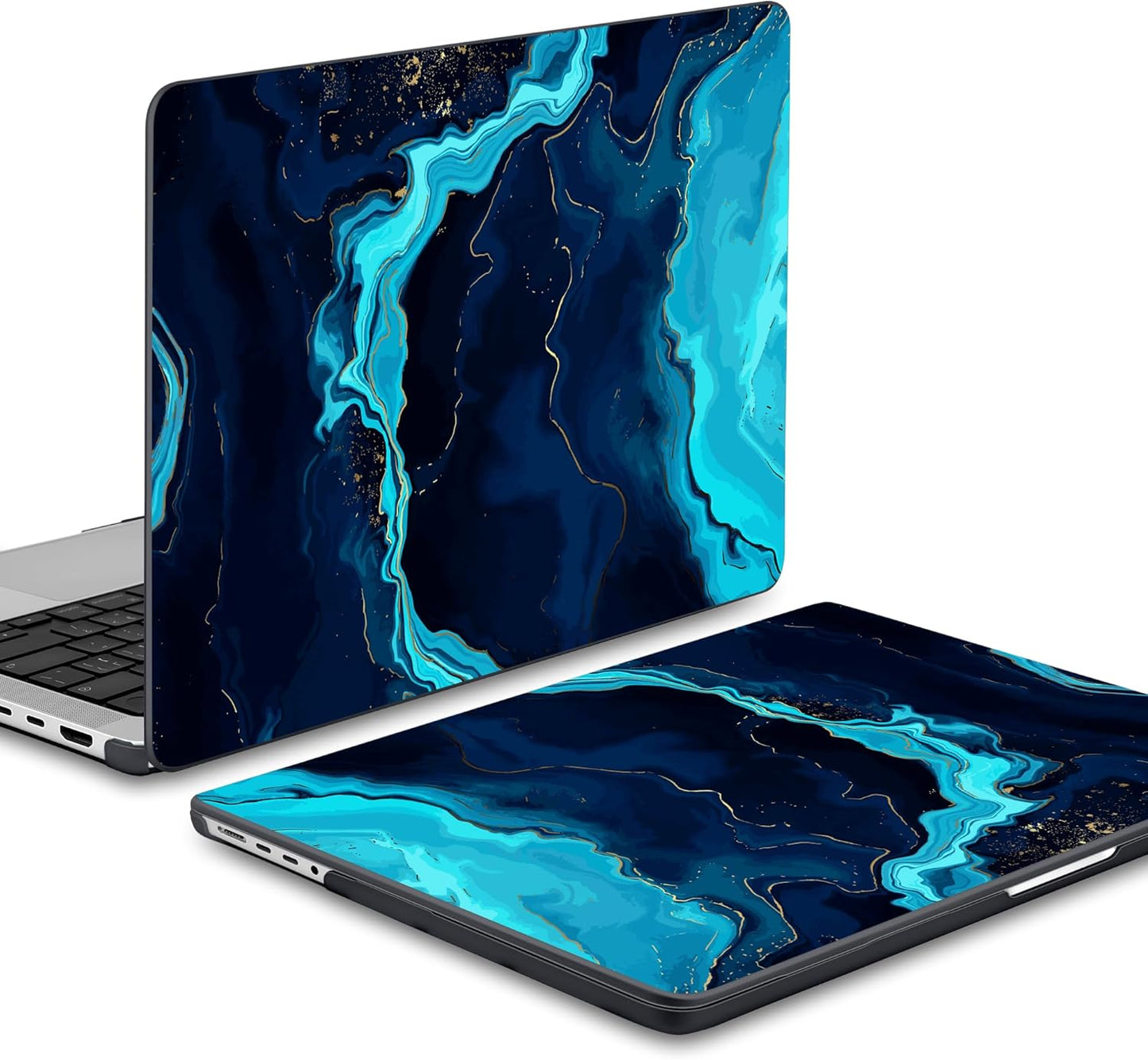 DONGKE for M4 MacBook Pro 16 Inch Case 2024 2023 2021 A3403 A3186 M3 A2991 M2 A2780 M1 A2485 Pro/Max Chip, Plastic Hard Shell Case & Keyboard Cover for Mac Pro 16 with Touch ID, Blue Marble