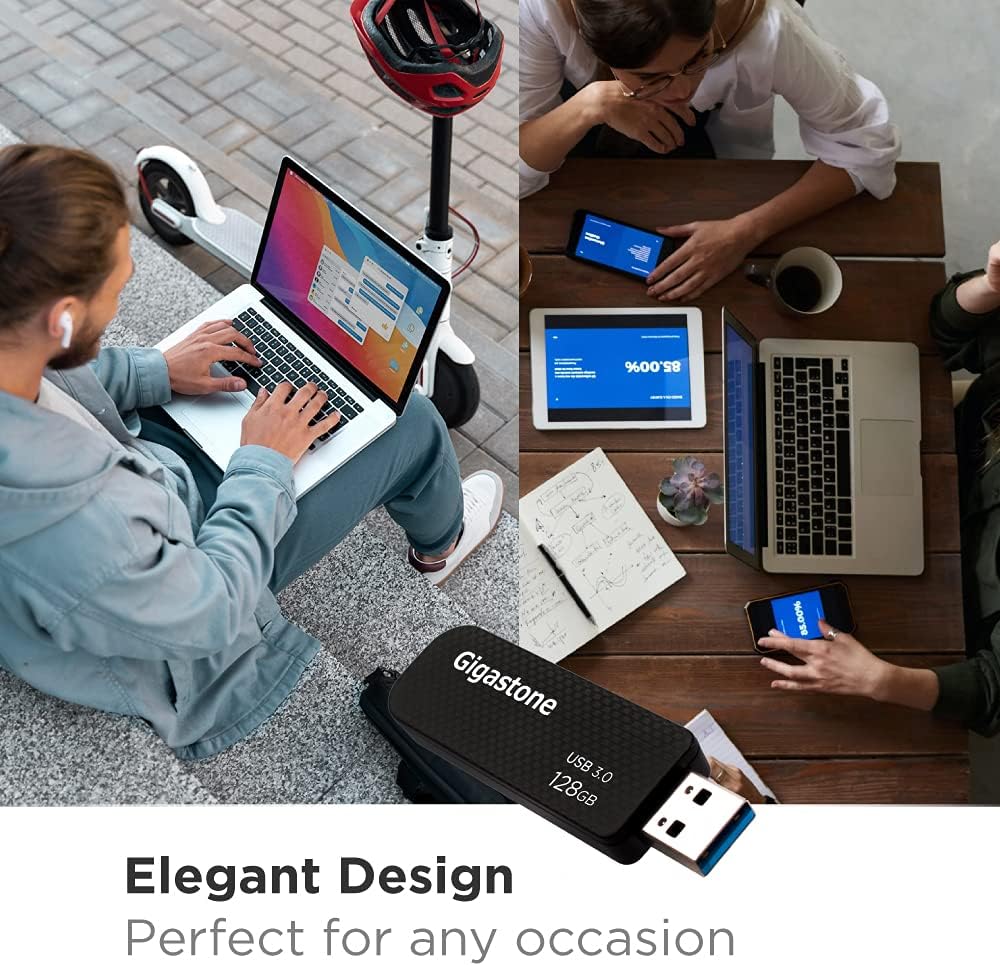 GIGASTONE 128GB Flash Drive (5 Pack) Z30 USB 3.2 Gen 1, 100MB/s Ultra Fast, Keychain Loop, Carbon Fiber Style, Push-Pull Design, Data Storage, Backup for PC/Mac/TV/Car, USB 2.0/3.0/3.1 Compatible