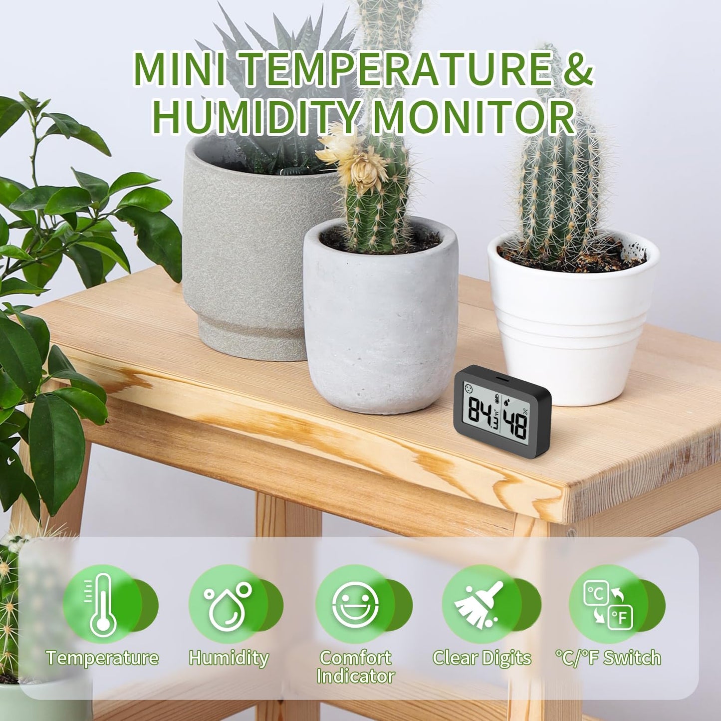 DOOMAY Mini Hygrometer Indoor Thermometer, Humidity Gauge with ℃/℉ Switch, Humidity Meter Digital Temperature Monitor for Greenhouse Babyroom Cellar Reptile Incubator Closet (4)