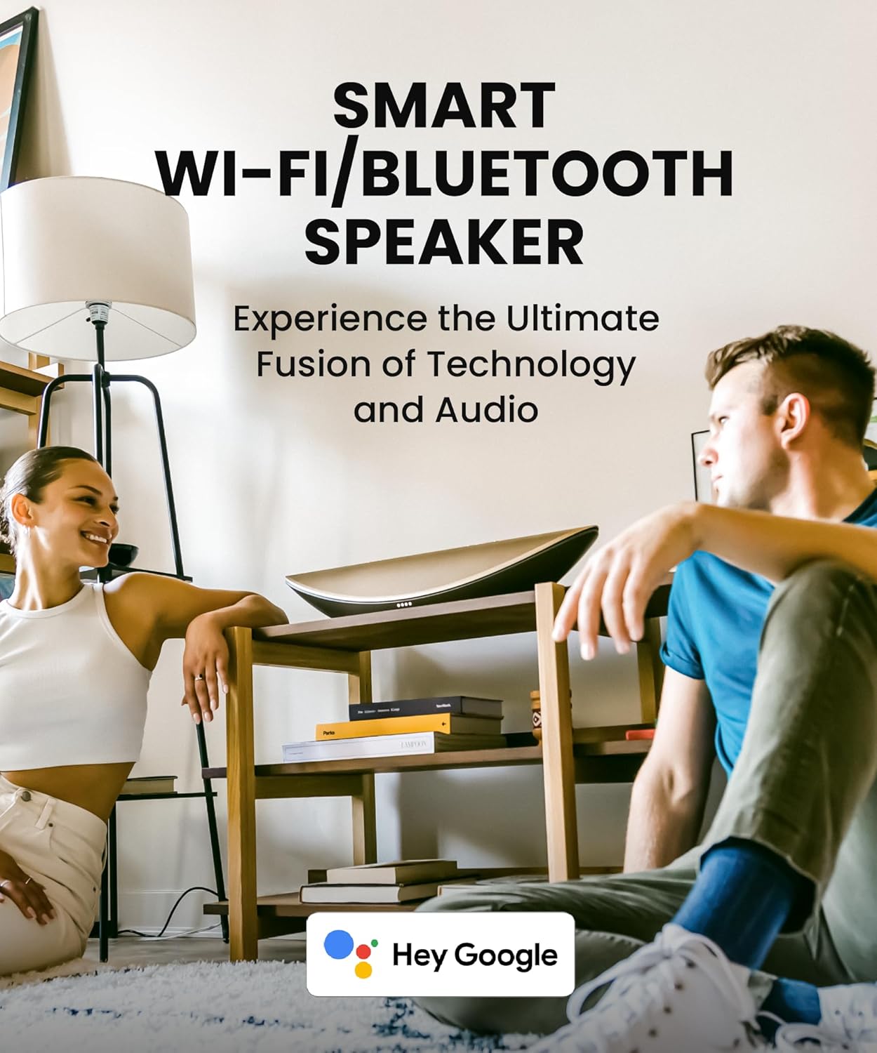 Cleer Crescent Smart Audio Bluetooth Speaker, 3 Hi-Res Audio Certified Sound Modes – 8 Linear 40mm Drivers with Dual 84mm Woofers Array 3D Room-Filling Sound, Wi-Fi/Bluetooth Streaming, Premium Design