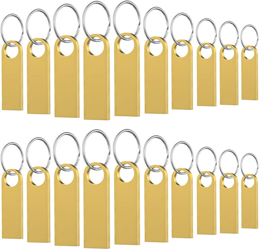 20 Pack 4GB USB Flash Drive with Keychains, Wooolken Sleek Metal USB 2.0 Thumb Drives Memory Stick for PC Laptop Computer(Gold)