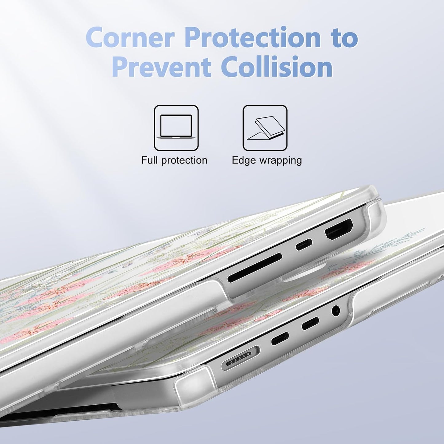 for MacBook Pro 16 inch Case 2021 2022 2023 2024 Release A3186 A3403 M4 A2991 M3 A2780 M2 A2485 M1 Pro/Max, Hard Shell Case with Screen Protector & Keyboard Cover, Floral C322