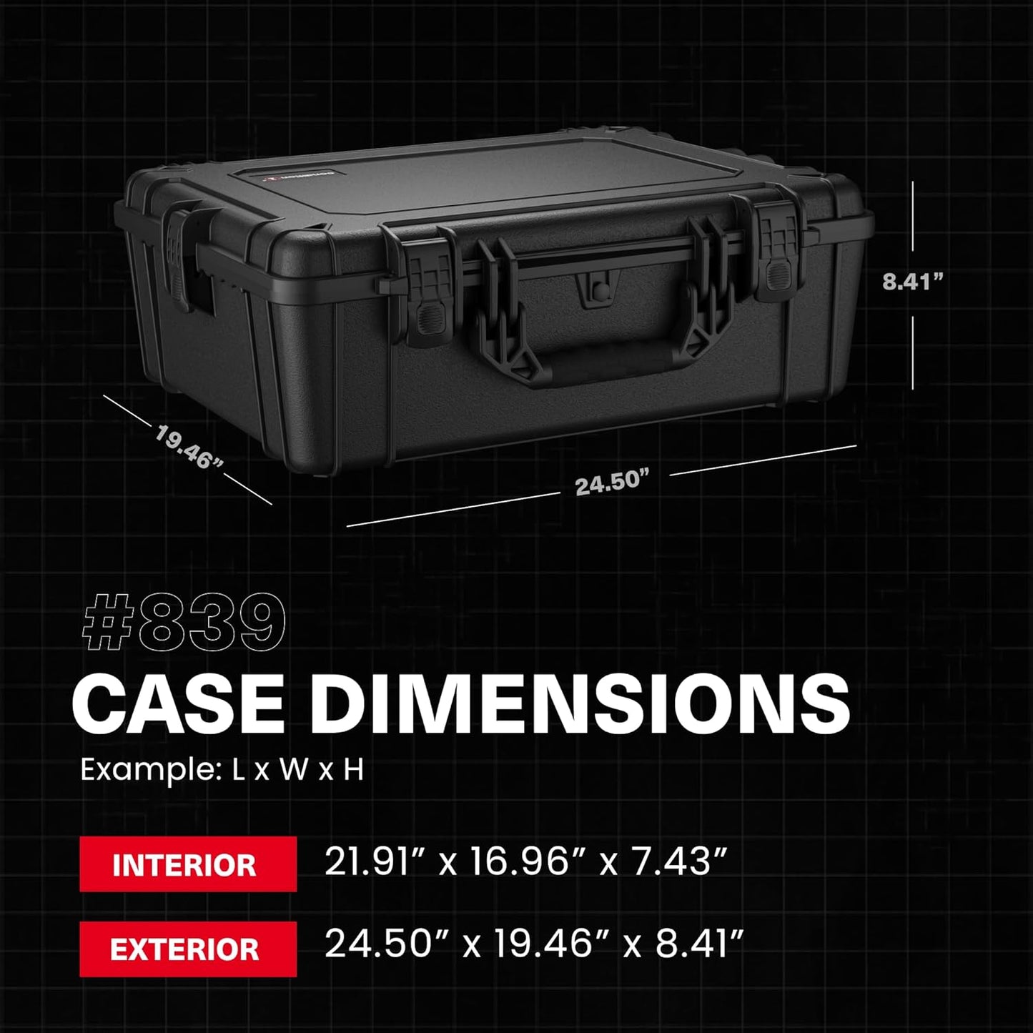 Condition 1 25" Large Waterproof Hard Case Model 839 with Foam, Portable Protective Storage Box for Travel, Hunting, Military, Tactical, Made in USA, 24.50"x 19.46"x8.41" Orange
