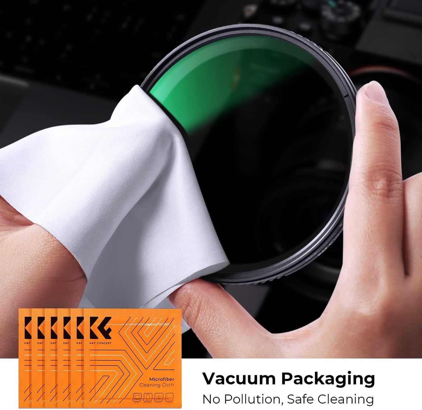 K&F CONCEPT 9-in-1 Camera Lens Cleaning Kit for DSLR Camera Lens Filter Cell Phones with Air Blowing, Vacuum Cleaning Cloth*6, 15ml Cleaning Cloths Liquid, Lens Cleaning Pen