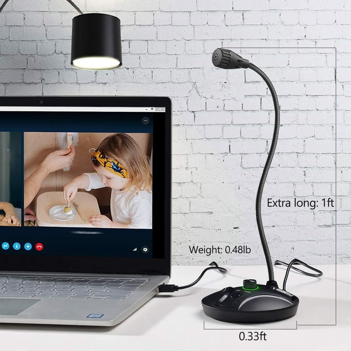 JOUNIVO USB Computer Microphone JV605 PRO with Mute Button & Volume Knob Compatible with PC Laptop Desktop Mac PS4, Play & Plug Gooseneck Mic Recording for Gaming, Streaming, YouTube, Vocal