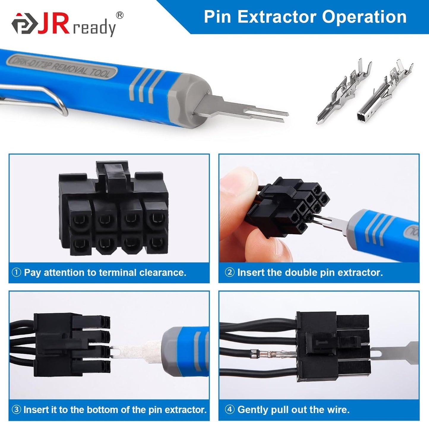 JRready DRK-D173P Molex 11-03-0044 Mini-Fit Jr. Extraction Tool Molex Pin Extractor Tool Molex Pin Removal for ATX EPS PCI-E Connectors Terminal Release Tool ATX Pin Removal Tool
