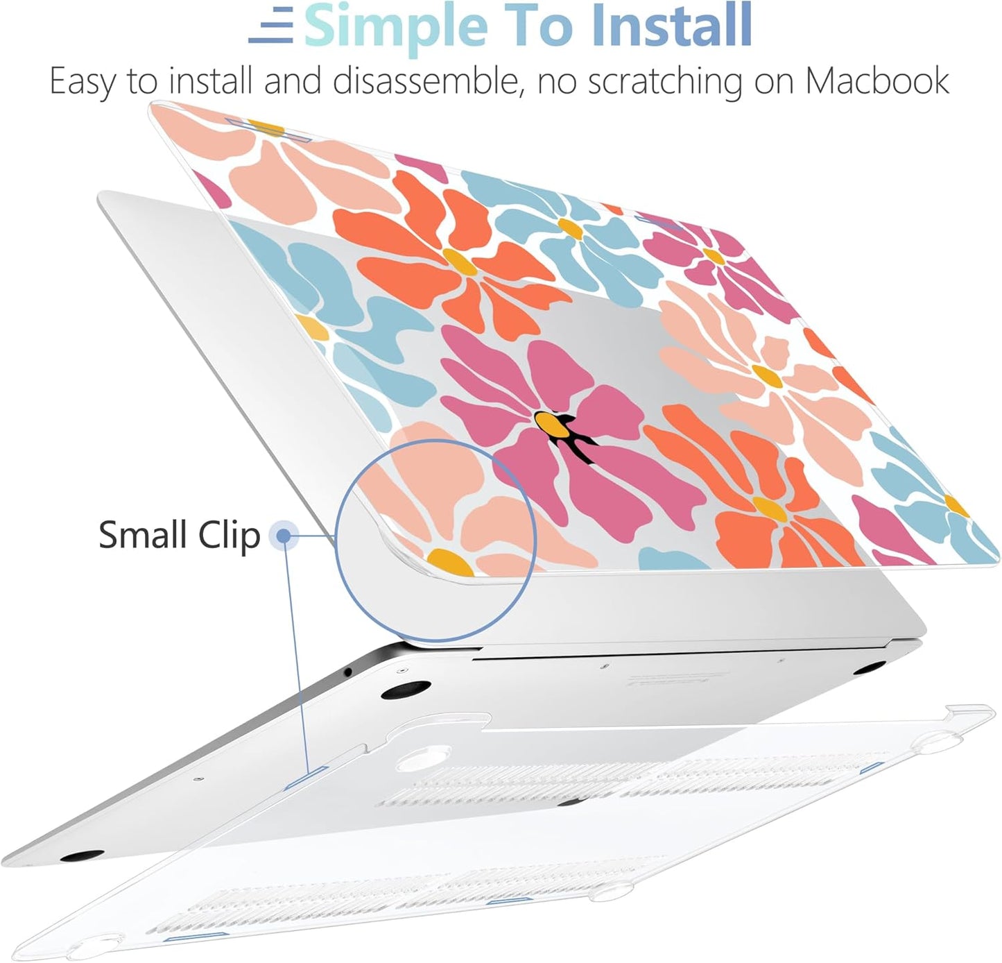 MEEgoodo for MacBook Air 13 inch Case 2021 2020 2019 2018 Released A2337 M1 A2179 A1932 with Touch ID, Plastic Hard Shell & Keyboard Cover Compatible with MacBook Air Case 13.3,Minimalist Style Floral