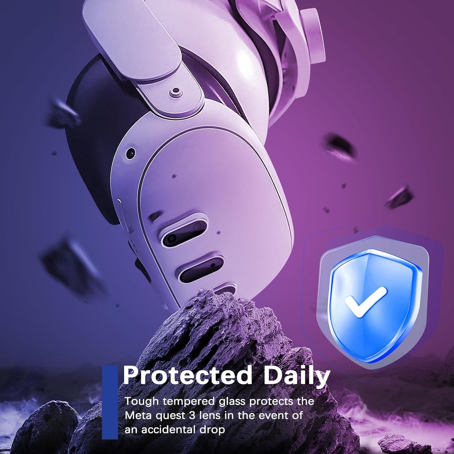 Camera Lens Protector for Oculus Meta Quest 3, Thin 9H Tempered Glass, Alloy Frame, Anti-Scratch, Case Friendly, High Definition, Silver