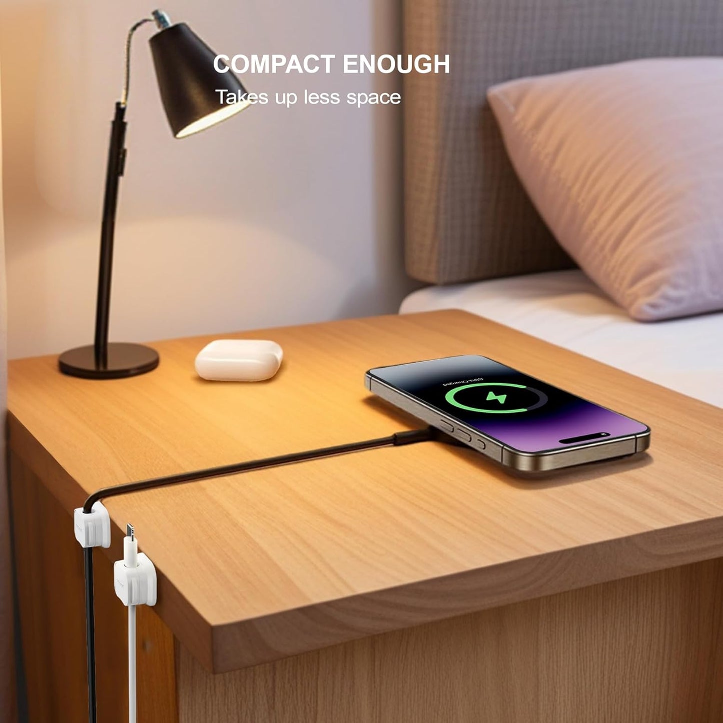 6 Pack Magnetic Cable Clip Organizer Cord Holder, Picozon Adhesive Cable Management, Wire Phone USB Charger Cable Holder, Keeper Organizer for Office Home Desktop Table - White