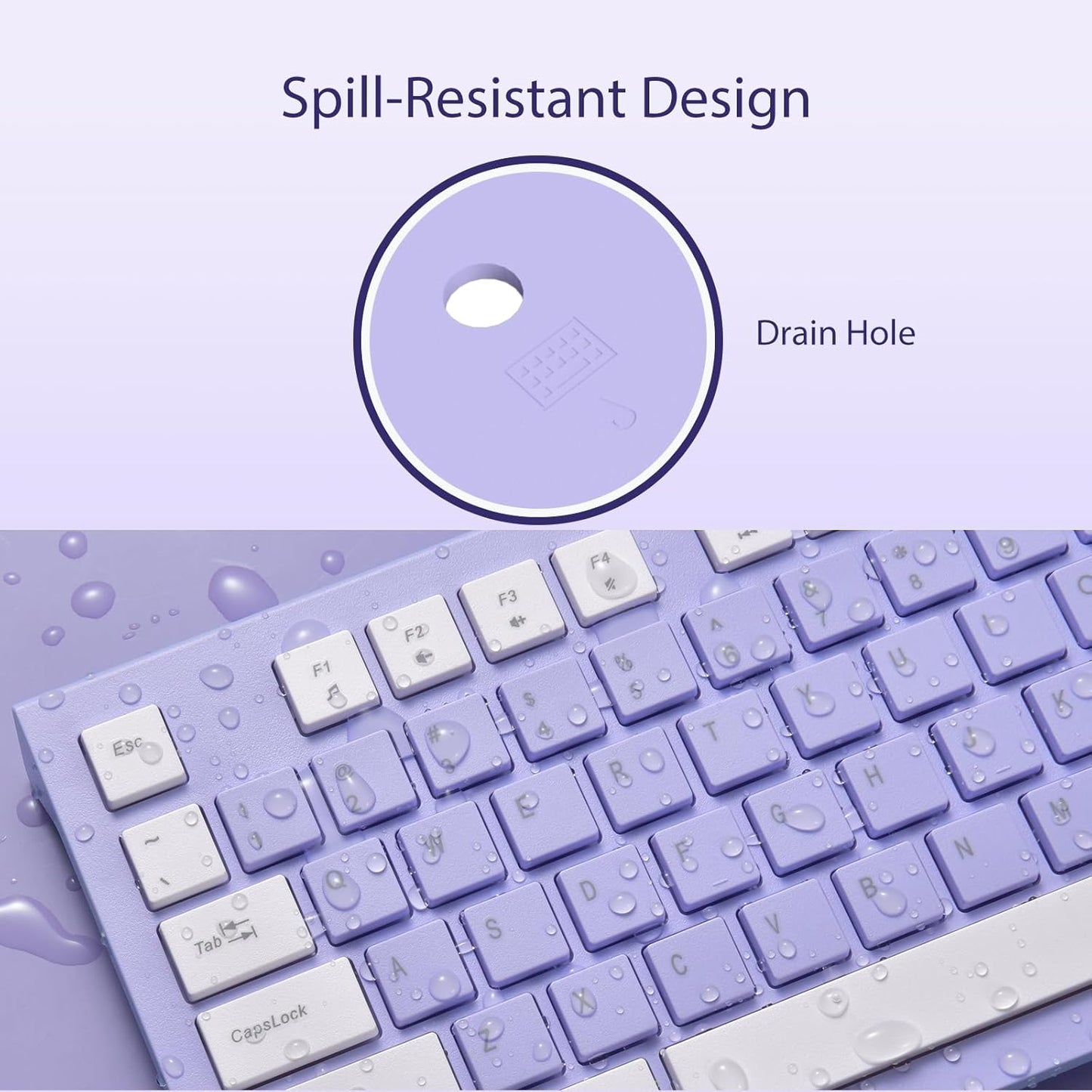 Computer Keyboard Wired, Plug Play USB Keyboard, Low Profile Chiclet Keys, Large Number Pad, Caps Indicators, Foldable Stands, Spill-Resistant, Anti-Wear Letters for PC Laptop (Purple, 1-Pack)