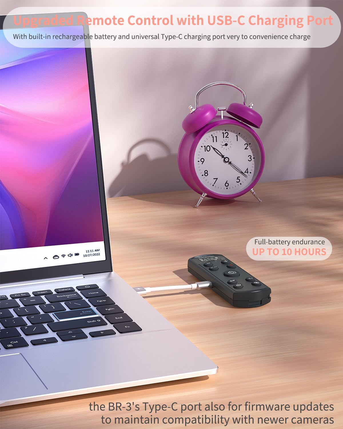 Hanpusen Rechargeable Camera Remote Control for Sony - Wireless Shutter Release with OLED Screen compatiable with ZV-1F,ZV-1II,ZV-1,ZV-E10II,ZV-E10,A6100,A6400,FX30,FX3;Replace Sony RMT-P1BT（Black）